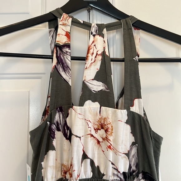 Floral Maxi Dress Maternity Size M colors olive cream and rust - Picture 3 of 4